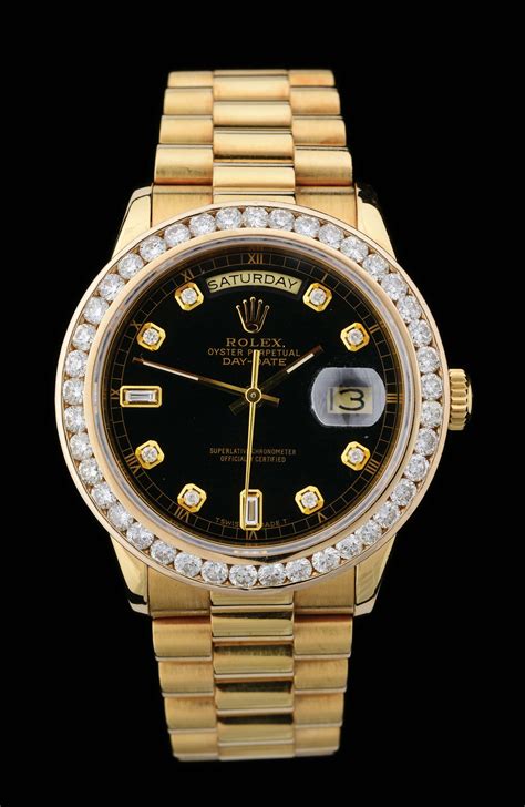 black and gold watch rolex|18k gold rolex with diamonds.